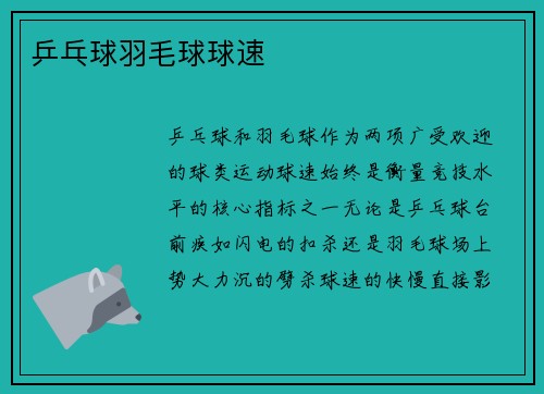 乒乓球羽毛球球速